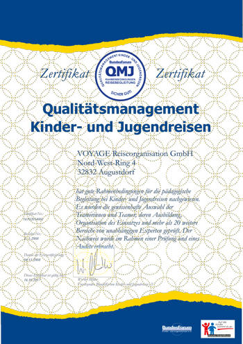 GO Jugendreisen.com Zertifikat